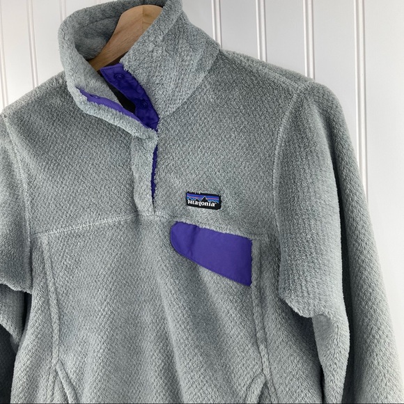 Patagonia Retool Snap-T Fleece Pullover Gray Purple Size Small - Picture 3 of 9